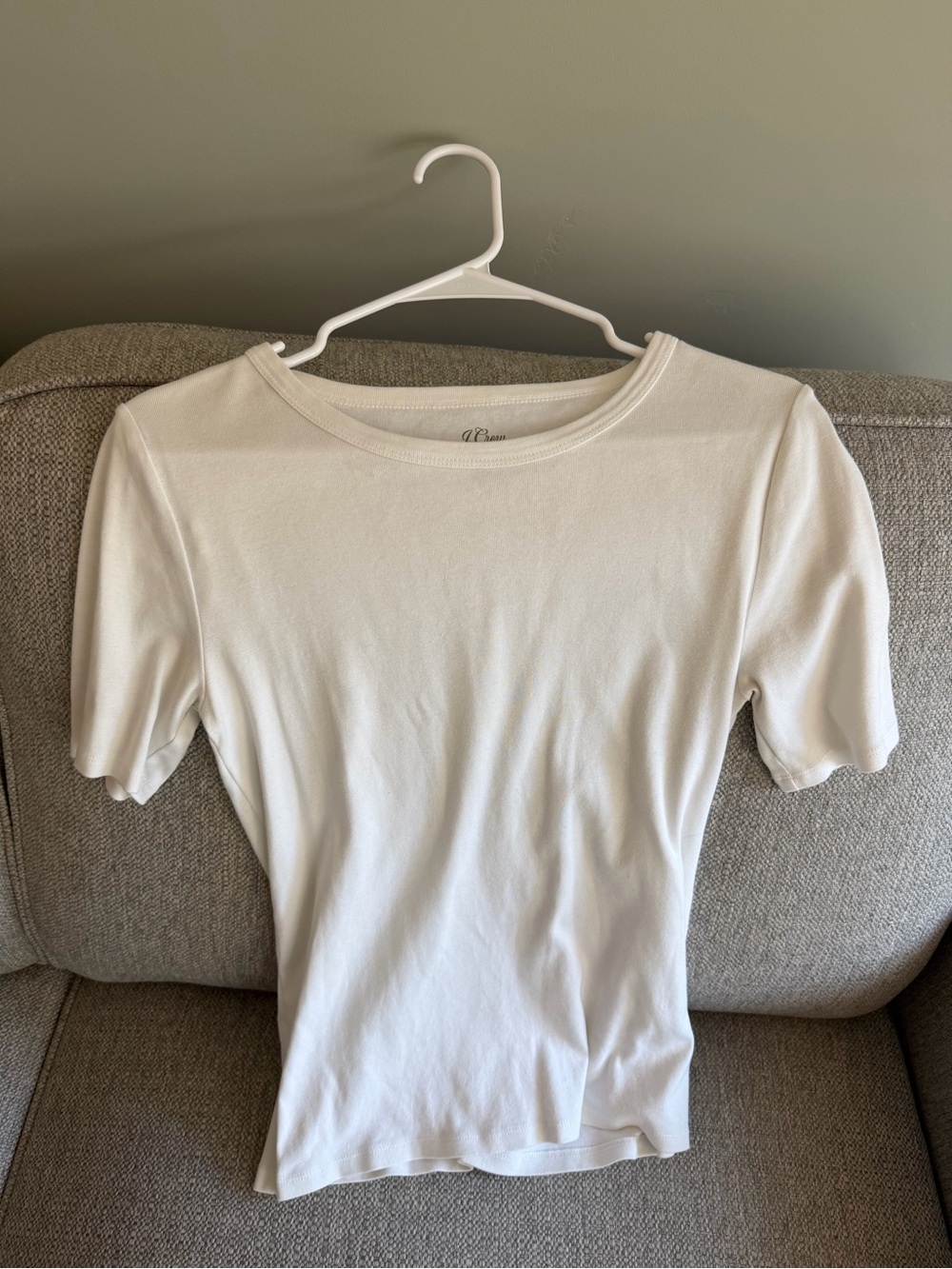 J. Crew Women’s White Short-Sleeve Wideneck Cotton Tee